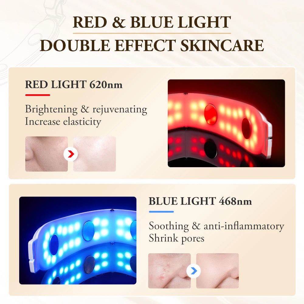 V-Face Lifting Beauty Device 4-Pole Double Chin Remove Facial Slimming Red/Blue Light Heat Massage Face Lift Machine