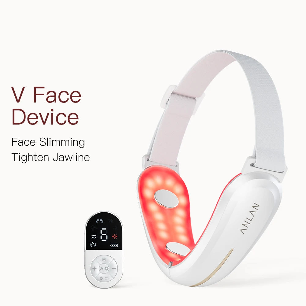 V-Face Lifting Beauty Device 4-Pole Double Chin Remove Facial Slimming Red/Blue Light Heat Massage Face Lift Machine