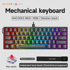 NK61 Wired Gaming Mechanical Keyboard 60% RGB Hot-Swappable 61 Keys Red Switch Mini Keyboard for Gamer PC