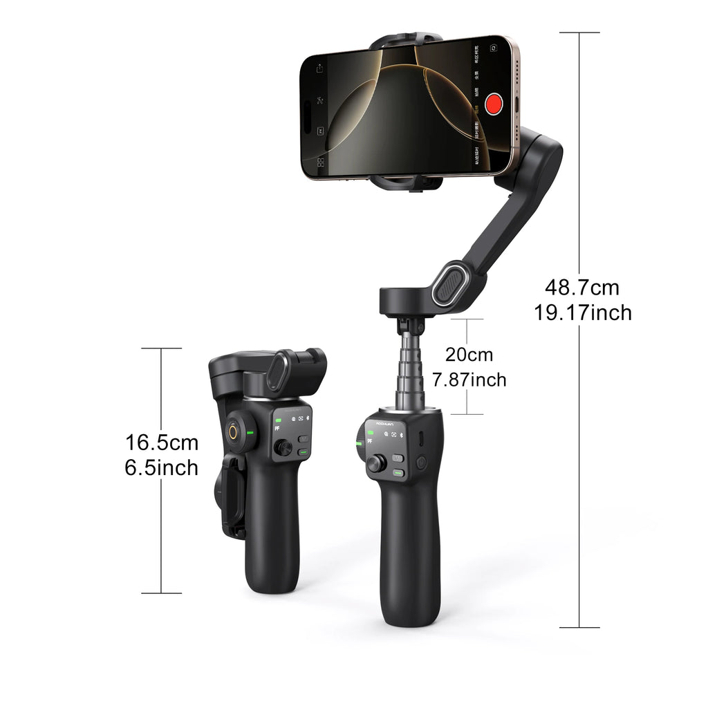 Handheld Gimbal Stabilizer 3-Axis Smart V8 for Phone with Extension Rod Tripod Face Tracking for Iphone Android Tiktok