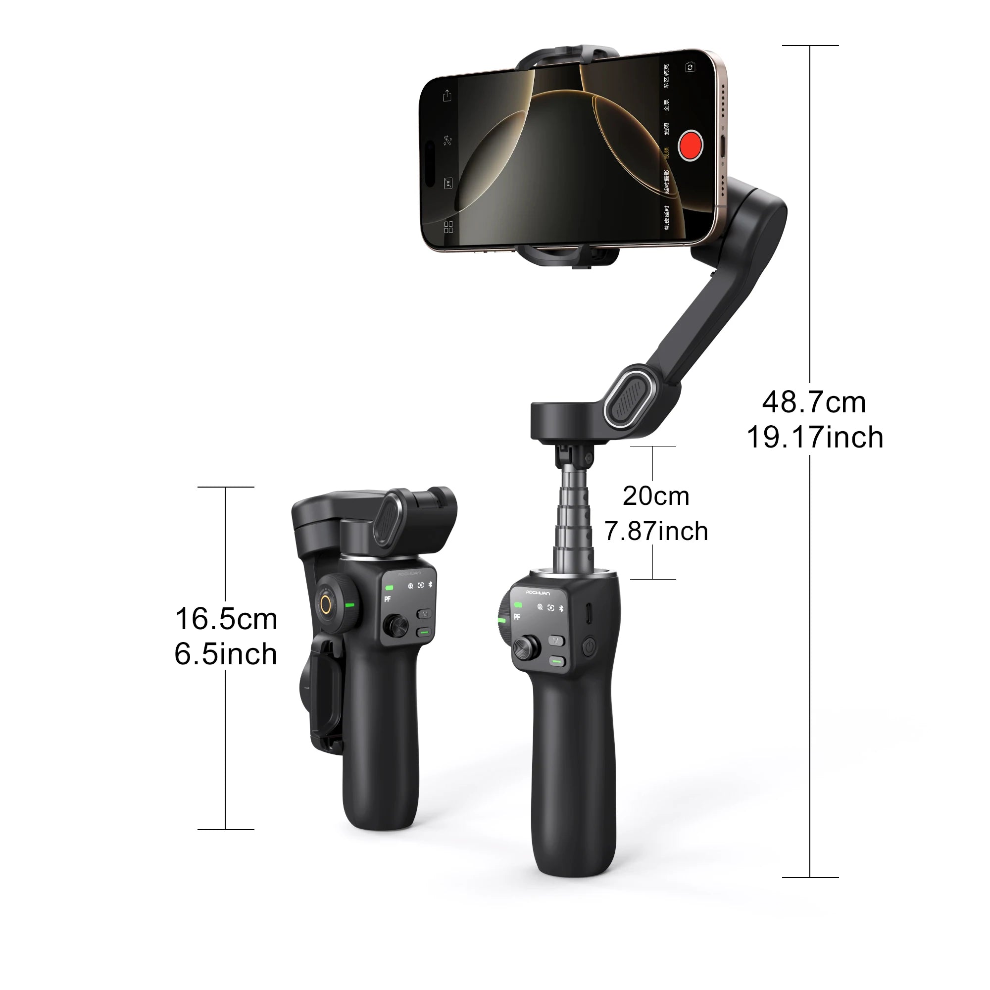 Handheld Gimbal Stabilizer 3-Axis Smart V8 for Phone with Extension Rod Tripod Face Tracking for Iphone Android Tiktok
